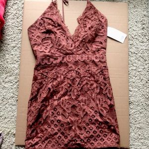Tobi Halter Lace Mini Dress